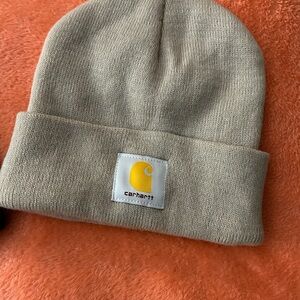 Carhartt Tan Knit Beanie with Logo Patch